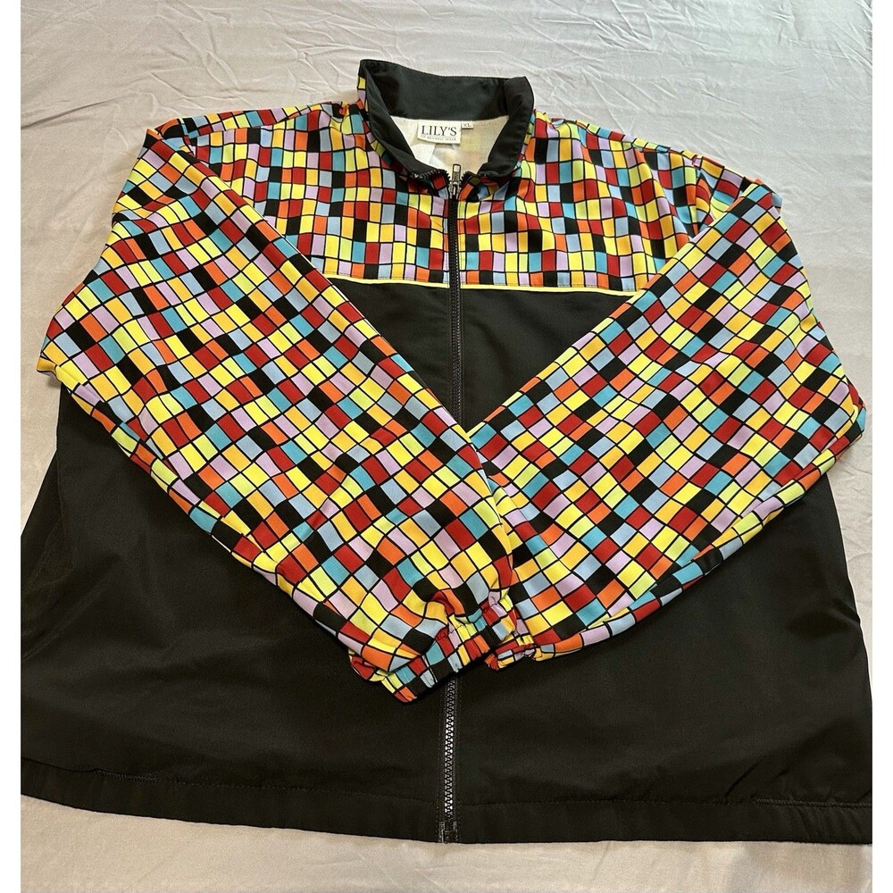 Vintage Lily’s of Beverly Hills Windbreaker Jacket XL Color Block 80s 90s Retro